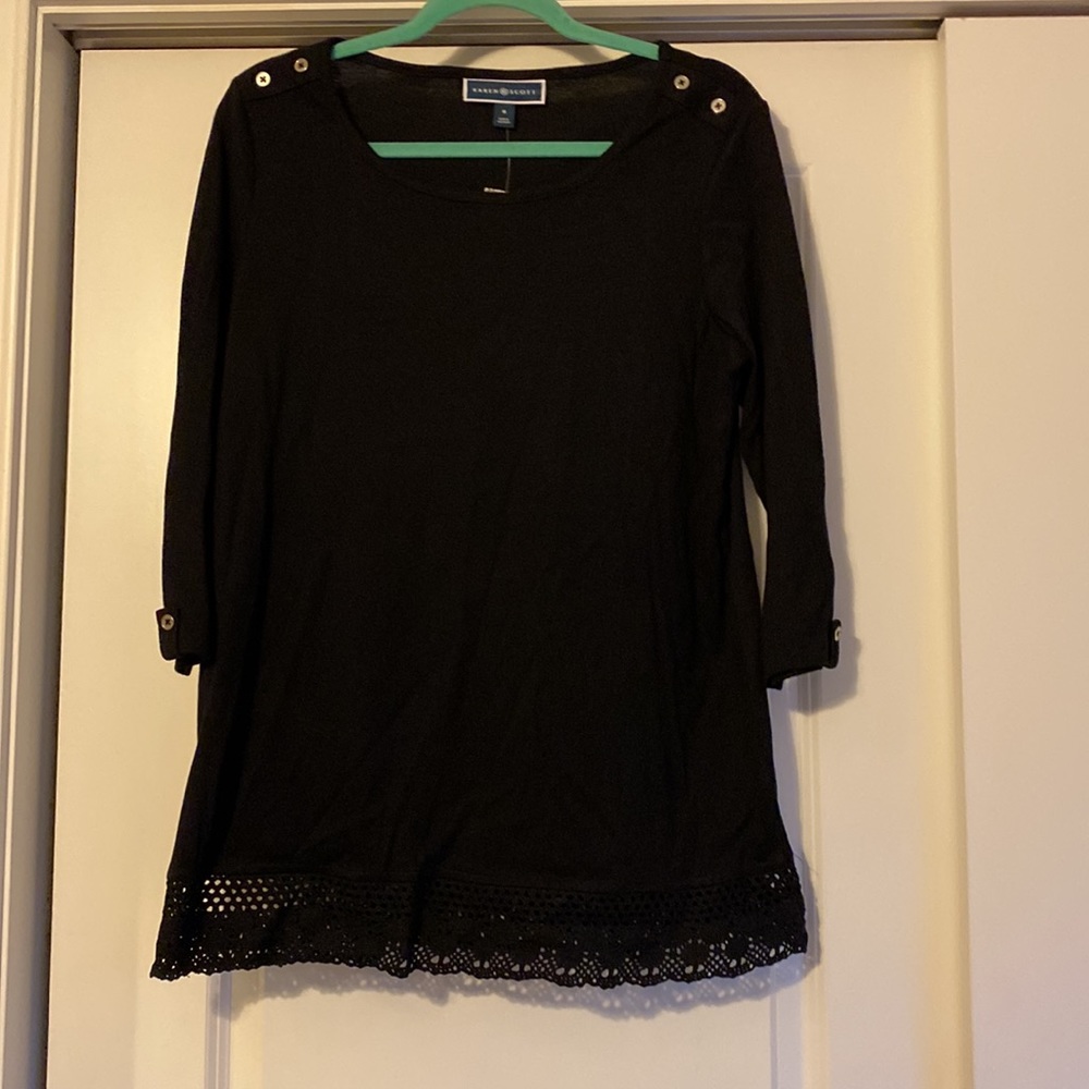 Karen Scott 3/4 Sleeve Cotton Shirt